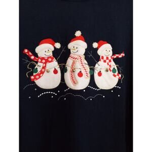 Navy Blue Holiday Sweatshirt with Snowmen size 2X
